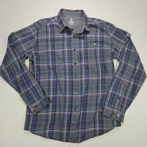 KUHL Mens Plaid Long Sleeve Button Up Shirt Gray Blue Red Outdoor Casual Medium